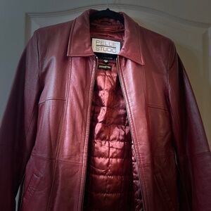 Deep Ruby Red Leather Jacket Pelle Studio XS